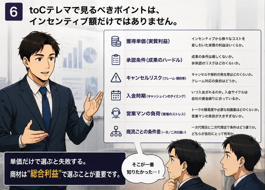 商材選びで見るべきポイントを整理する6コマ目